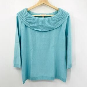 St. John blue aqua knit wide neck Sweater